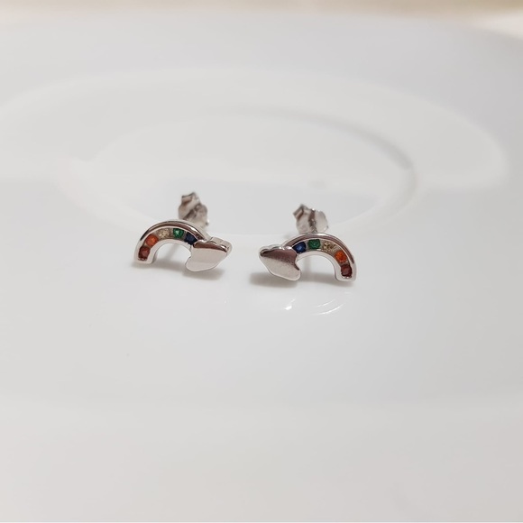 Rainbow Earrings Sterling Silver 925 - Picture 1 of 3